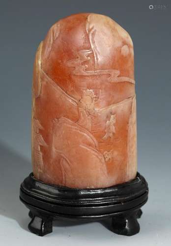 A FINELY CARVED SOAPSTONE SEAL 