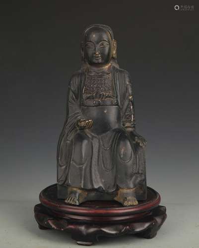 A BRONZE ZHEN WU EMPEROR STATUE