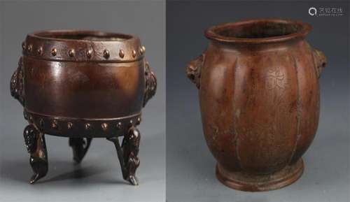 GROUP OF TWO SMALL BRONZE CENSER