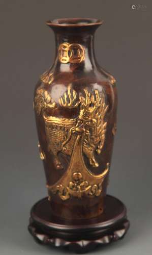 A FINE KIRIN CARVING BRONZE JAR