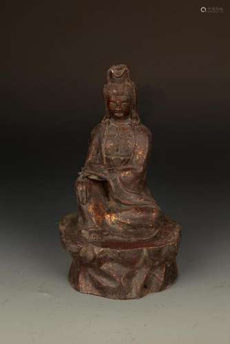 CAST IRON GUAN YIN BUDDHA STATUE