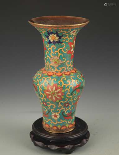 CLOISONNE ENAMEL LOTUS PATTERN FLOWER JAR