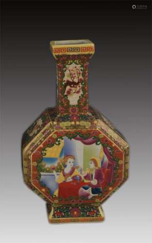 FAIENCE COLOR WESTERN STYLE FLAT VASE