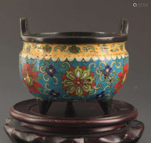 CLOISONNE ENAMEL GE STYLE CARVING CENSER