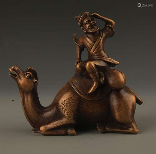 A FINE BARBARIAN RIDING CAMEL BRONZE STATUE