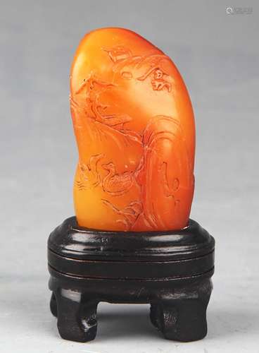 A FINELY CARVED SOAP STONE DECORATION 