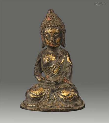 A BRONZE AMITABHA STATUE