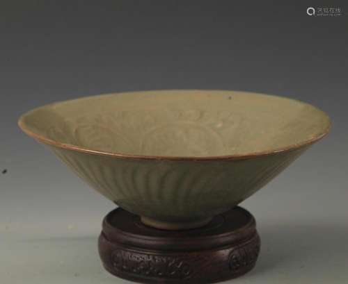 YAO ZHOU KILN FLOWER CARVING PORCELAIN BOWL