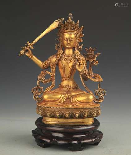 TIBETAN BUDDHISM BRONZE MANJUSRI BUDDHA STATUE