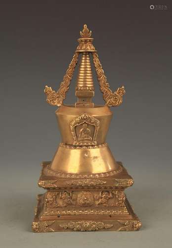 A TIBETAN BUDDHISM BRONZE STUPA