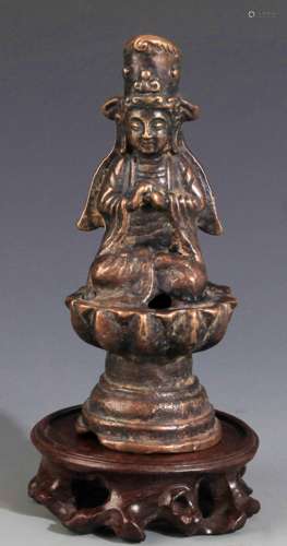 A FINELY CARVED BRONZE BUDDHA FIGURE