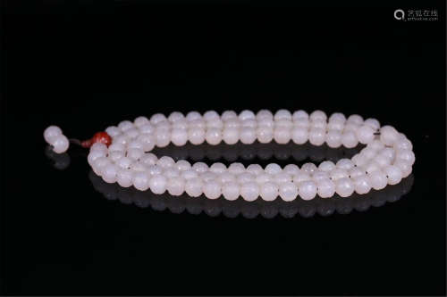 CHINESE WHITE AGATE BEAD NECKLACE