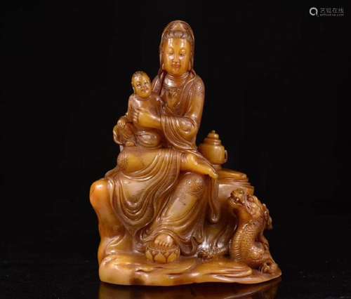 A TIANHUANG STONE GUANYIN FIGURE