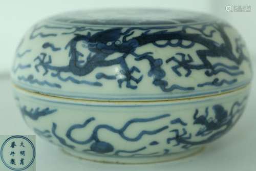 BLUE AND WHITE BOX WITH WANLI MARK