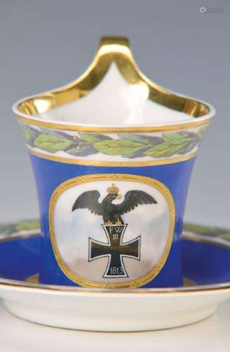 Souvenir cup, German, KPM Berlin, 1813, royal blue