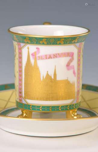 Souvenir cup with saucer, dated 3. Januar 1926, KPM