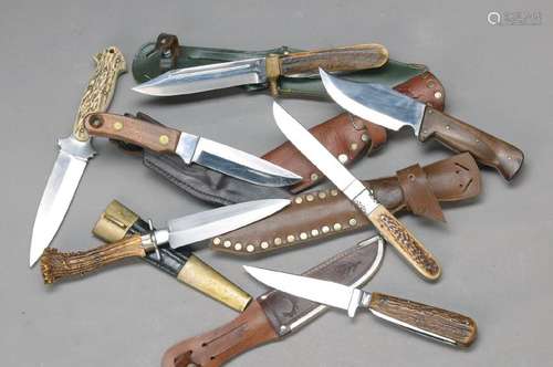 11 hunting knives, Middle - 2.H.20th c., nine pieces