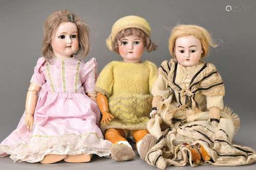 three porcelain head dolls: special, Made in Germany