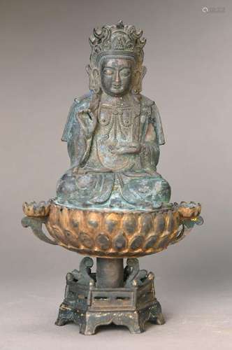 Buddha, Tibet, around 1900, Bronze, lotus