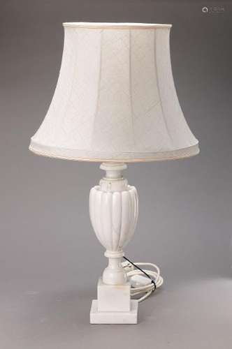 Table lamp, Italy, 20th c., white marble, baluster