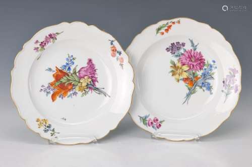 2 plates, Meissen, 1774-1814 Marcolini, colorful
