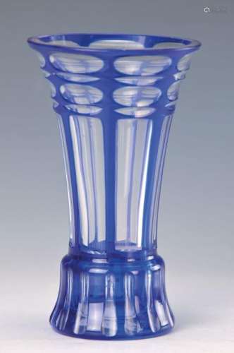 vase, Haida, around 1915/20, colorless glass, blue