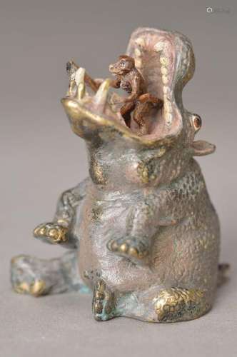 Vienna Bronze, 2.H.20.th. century, hippopotamus