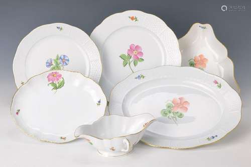 Dinner set, Herend, after 1965, basket rim, colorful