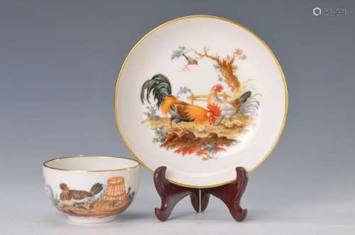 cup with saucer, KPM Berlin, 1903, poultry- decor, gold