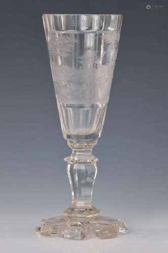 Large goblet, Bohemia, around 1860, colorless glass,