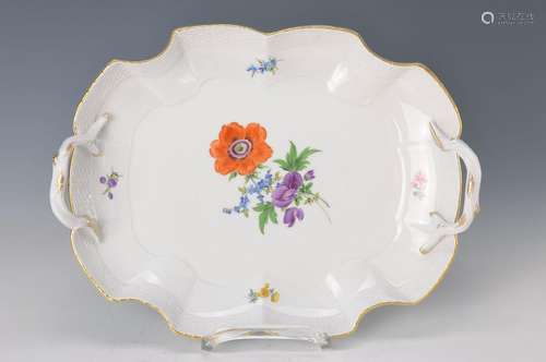 tray, Meissen, 20th c., porcelain, curved shape, two