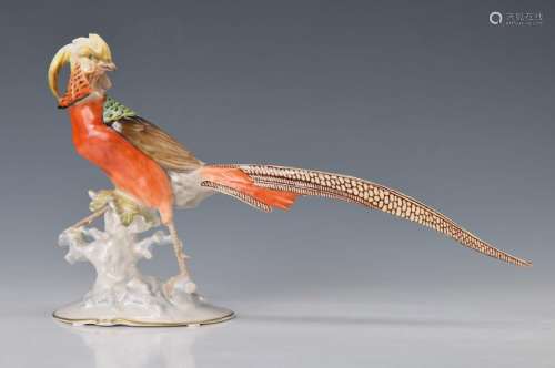 figurine, Herend, 20th c., pheasant, painted in bright
