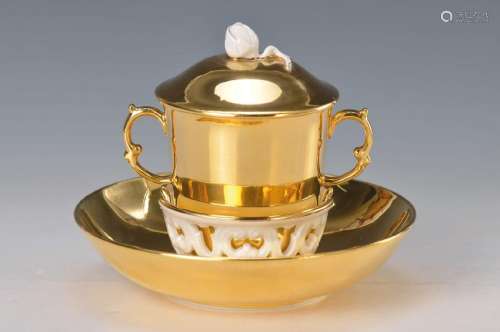 Chocolate cup with saucer, Meissen, 20th c., richly