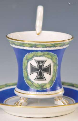 cup with saucer, KPM Berlin, around 1914-18, king blue