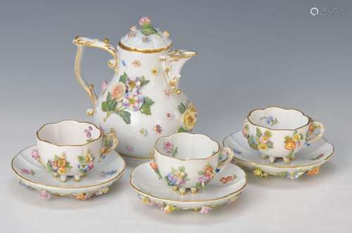 small Set, Meissen, around 1890, mocha pot with cover