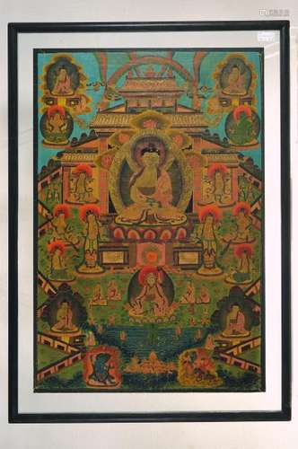 Thangka, Tibet, 2.h.19.th c., Gouache on cotton