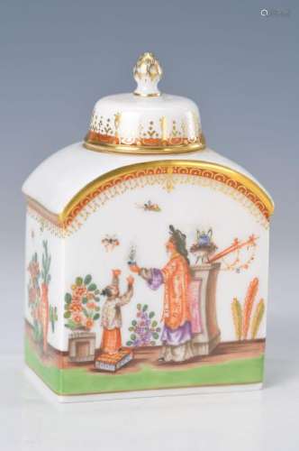 tea caddy, Meissen, 20th c., with elaborate Chinoiserie