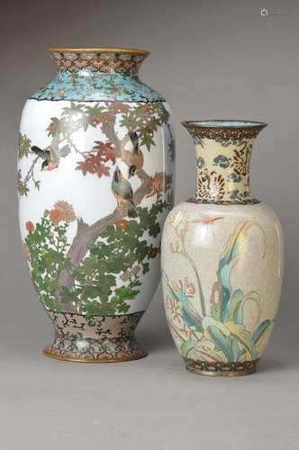 two vases, Japan, around 1900, enamel work: 1 with