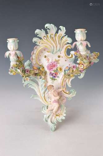 wall sconce, Meissen, around 1880/90, two focal