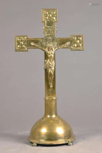 Large crucifix, 1920s, brass with hammered decoration