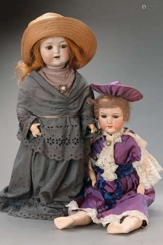 two porcelain head dolls: Heubach & Köppelsdorf