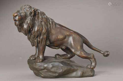 Sculpture, György Vastagh, 1834-1922, lion on rock