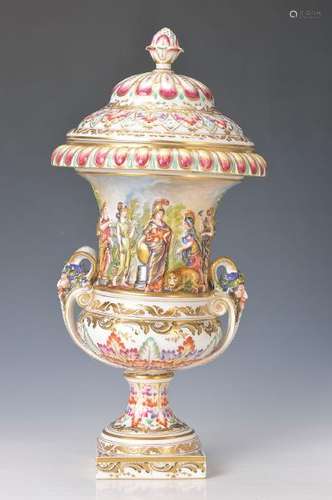 large lidded vase, Dresden in Capo di Monte style