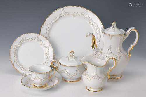 Set, Meissen, 40er until 1960s, B-shape, whitewith gold