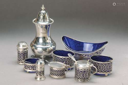 8 spice vessels England, Sterling silver, around 1910