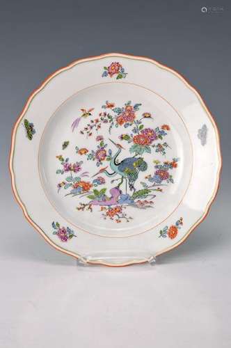 plate, Meissen, around 1910, opulent painted in bright