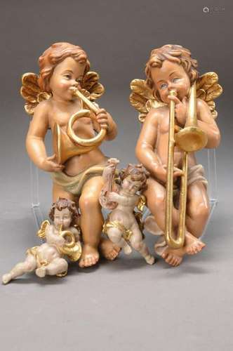 pair of angels, Southern Germany, 2.H.20th c.,painted