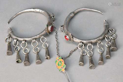 ear rings, Morocco, Kabylei, around 1900, silver