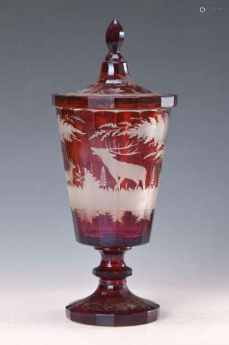 Large goblet, Bohemia, around 1880, etched glass