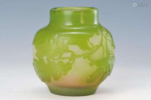 vase, Galle, around 1900, colorless glass, with green